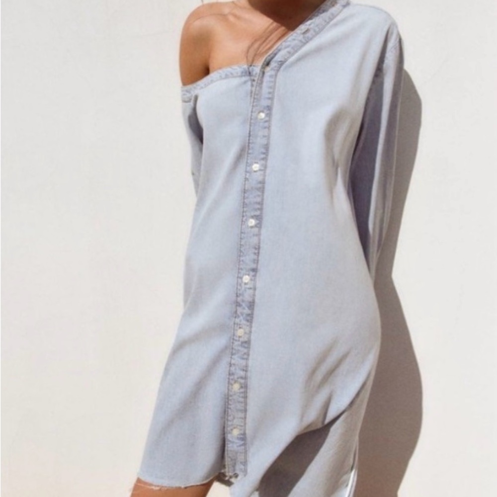 Zara One-Shoulder Light Blue Dress